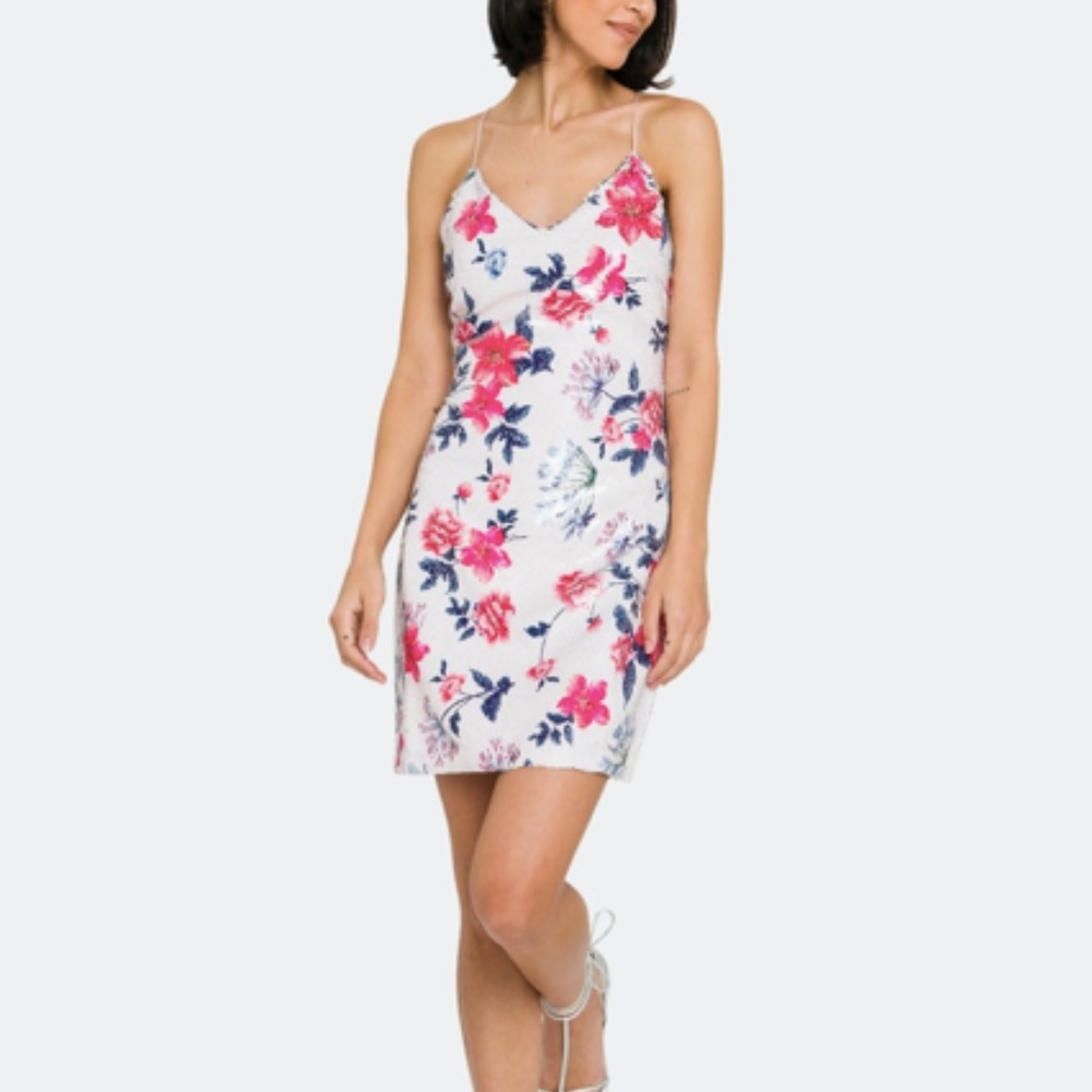 NWOT Pink Sequin Floral Bodycon Dress